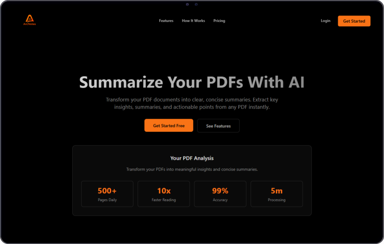 ArcNotes - AI PDF Summarization