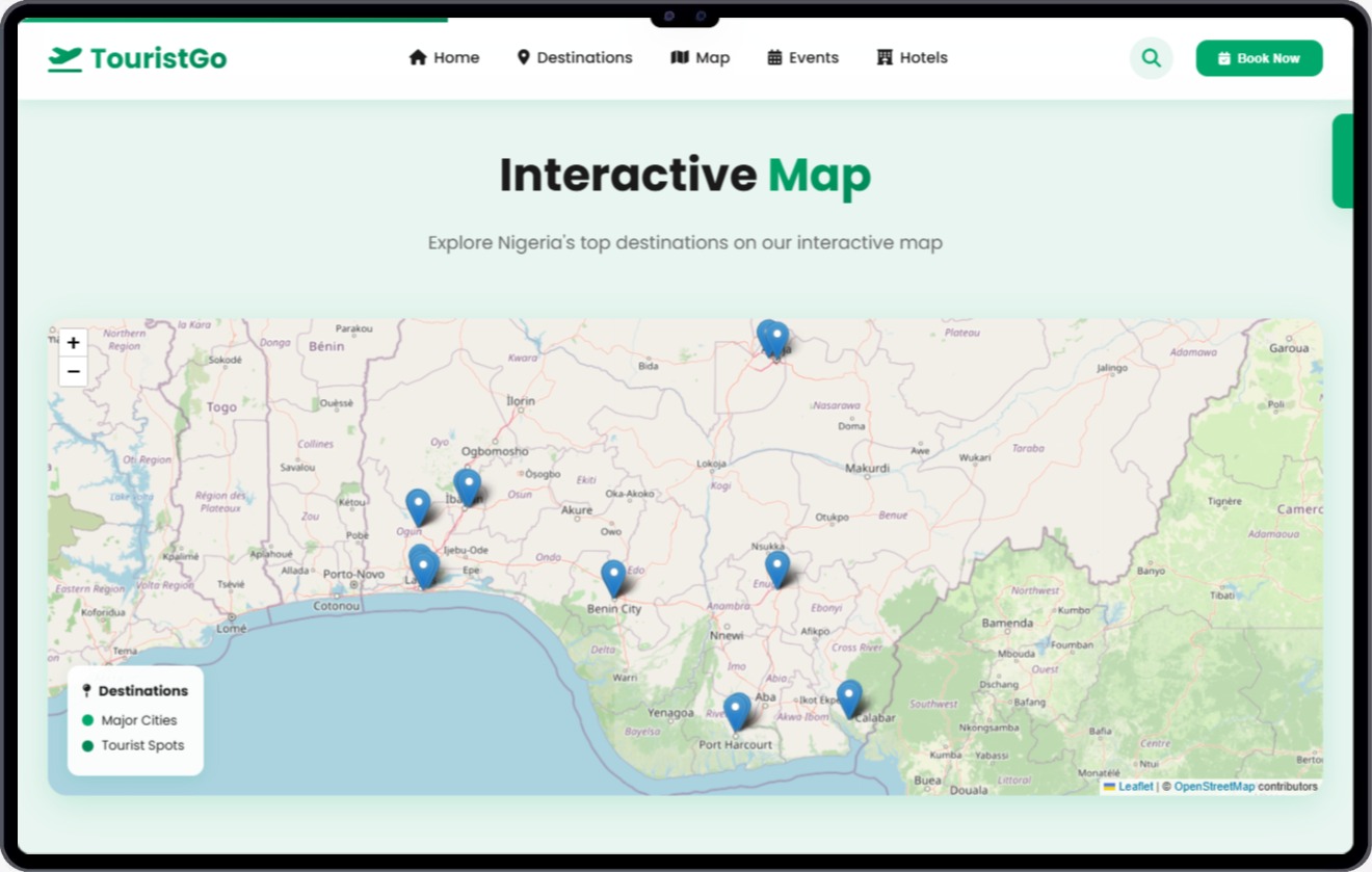 TouristGo Desktop Hero — built by John Oyekunle AriesBlaze